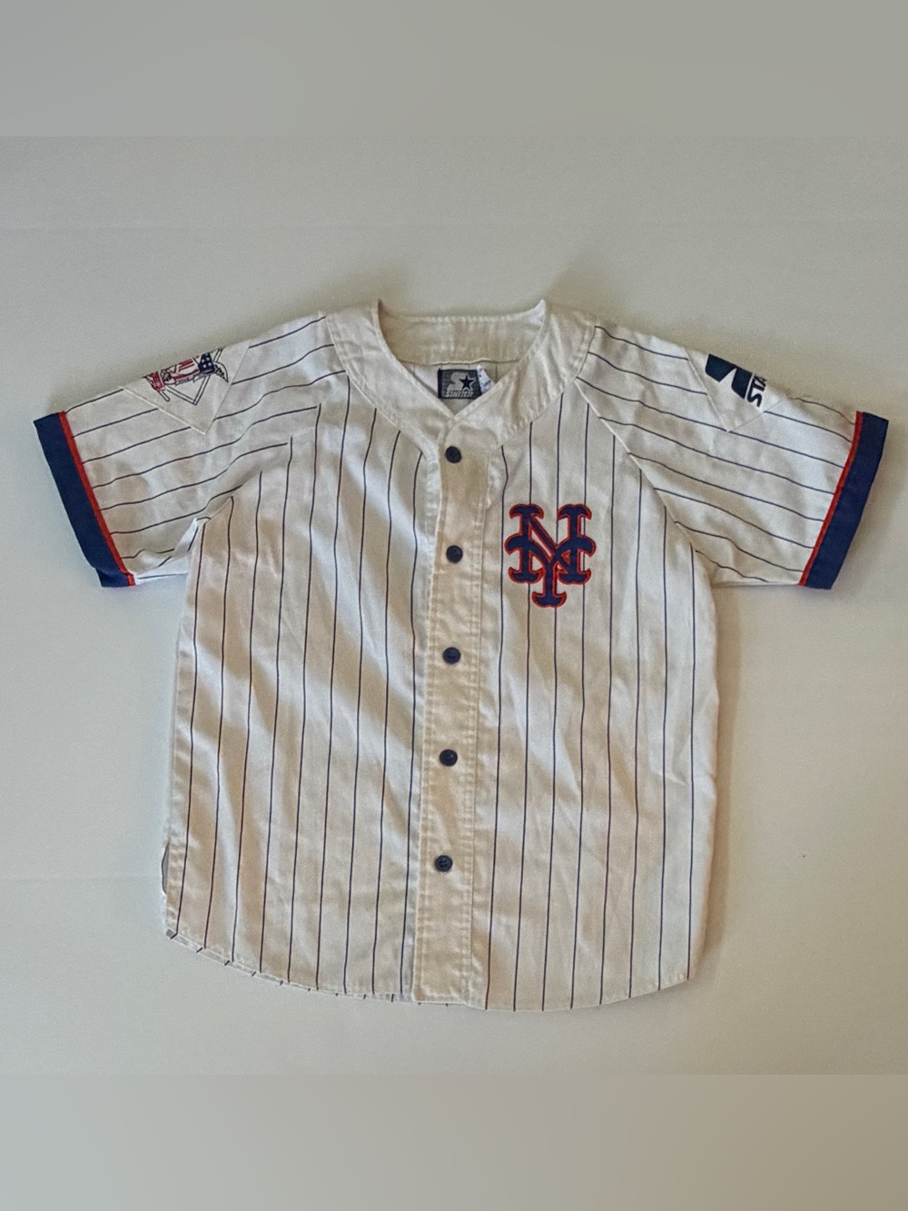 VTG Starter New York Mets Jersey MLB Baseball White Pinstripe Youth Large 90s